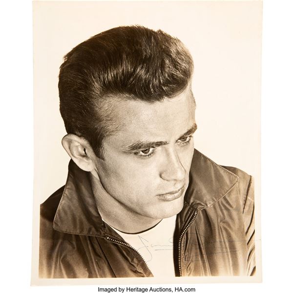 James Dean Signed Promo Photo. A sepia-colored picture of the film legend circa