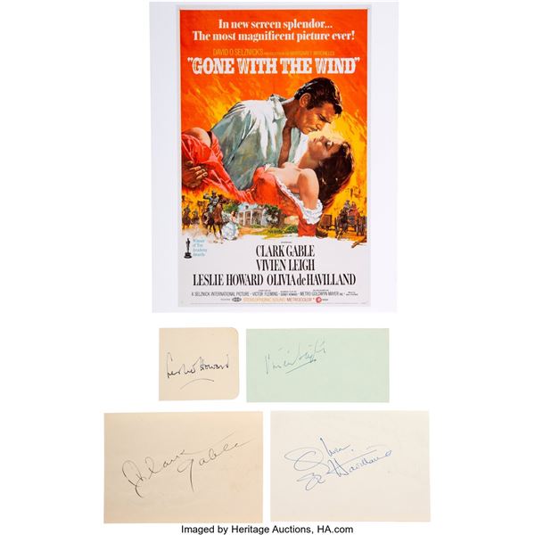 Gone With the Wind Cast Signatures. A collection of signatures from four stars o
