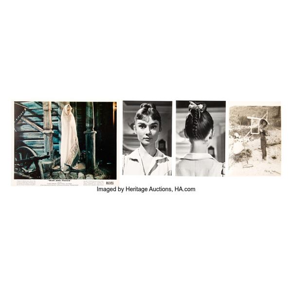 Audrey Hepburn Personally Owned Photos Circa War and Peace (3) With Lobby Card.
