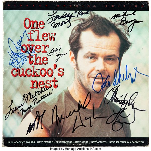 One Flew Over the Cuckoo's Nest Cast/Crew Signed Laserdisc Jacket.  A jacket for