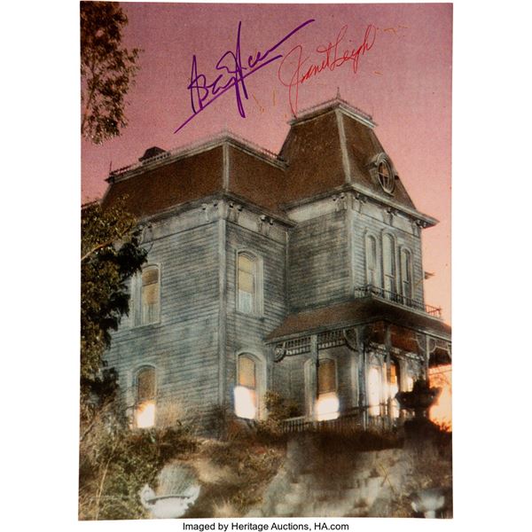 Anthony Perkins/Janet Leigh Signed Photo Featuring Bates House from Psycho. A ph