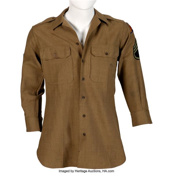 Frank Sinatra Worn Long Sleeve Military Shirt. A military shirt worn by Frank Si