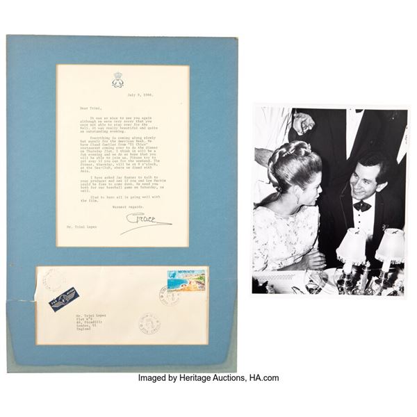 Grace Kelly Signed Letter To Trini Lopez. A typed letter from Grace Kelly (dated