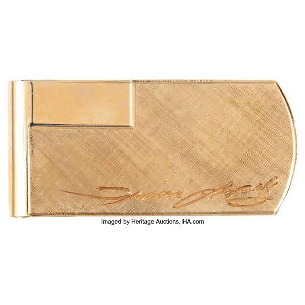 Trini Lopez Owned Money Clip. A 14k gold money clip from Trini., with his signat