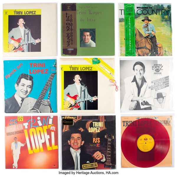 Trini Lopez Personally Owned Vinyl LPs (9). A collection of nine vinyl LPs from