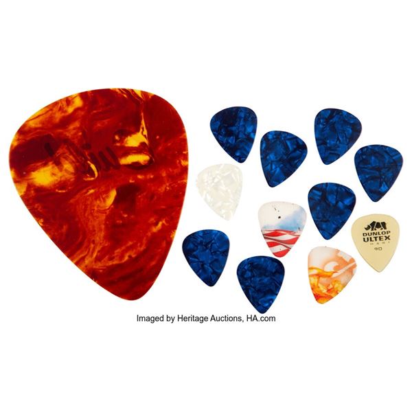 Trini Lopez Assorted Guitar Picks (12).  A collection of 12 guitar picks owned b