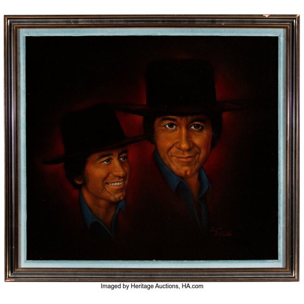Trini Lopez Owned Large Velvet Painting/Portrait. A velvet painting/portrait of