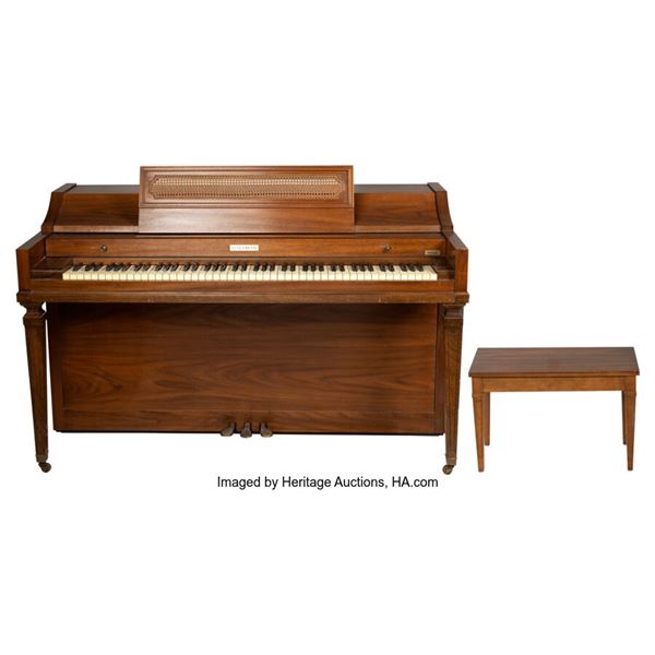Trini Lopez Owned Baldwin Acrosonic Piano With Bench.  A brown Baldwin Acrosonic
