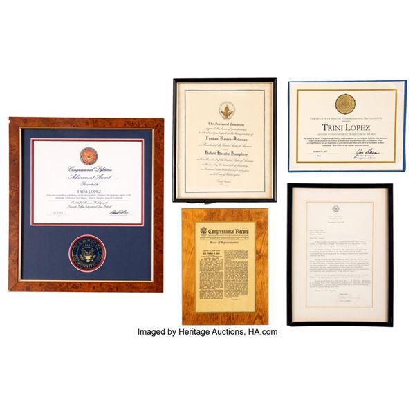 Trini Lopez Letter from John Connally, LBJ Inauguration Invitation and Congressi