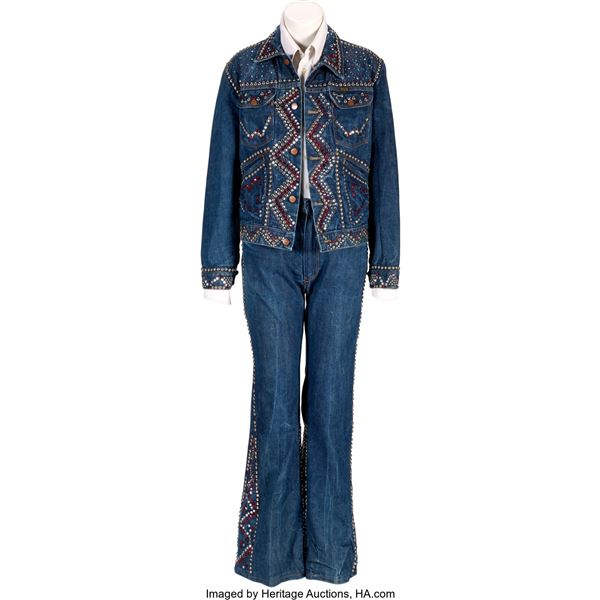 Trini Lopez Owned Denim Studded Jacket, Jeans, and Shirt. A three-piece suit fro