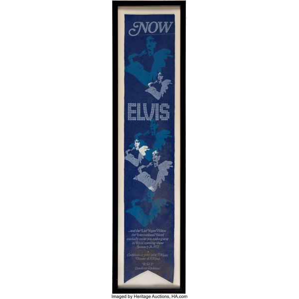 Trini Lopez Owned Elvis Presley Invitation Pennant (1972).  A blue felt pennant