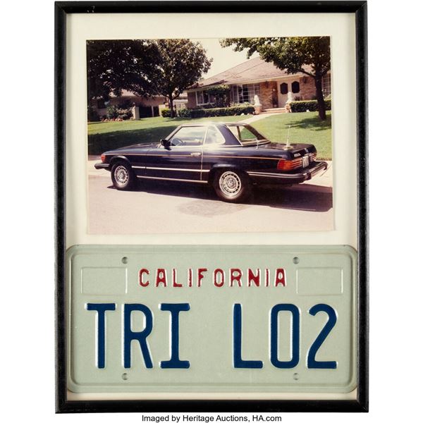 Trini Lopez Vanity California License Plate. Housed in a frame (that measures 12