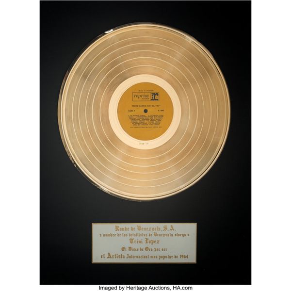 Trini Lopez Personally Owned En El PJ In-House Gold Sales Award. Housed in a cle