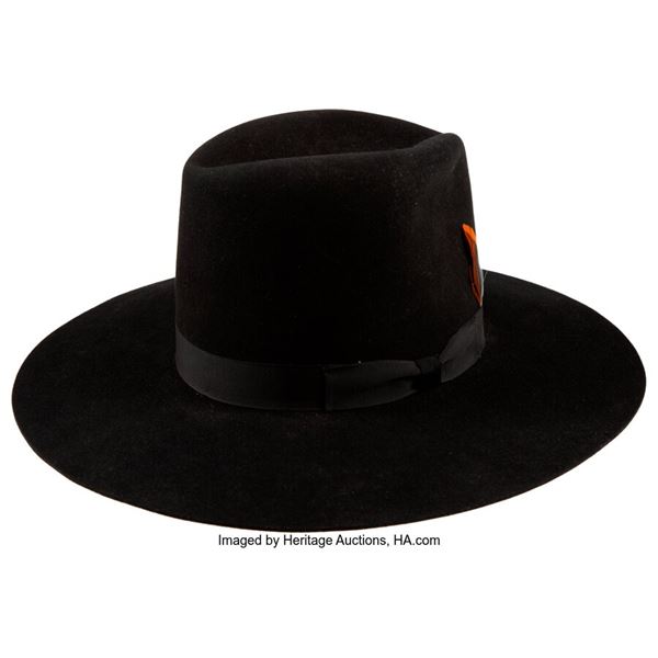 Trini Lopez Stage Used Hat. A black hat (with a color photo of Trini wearing it)