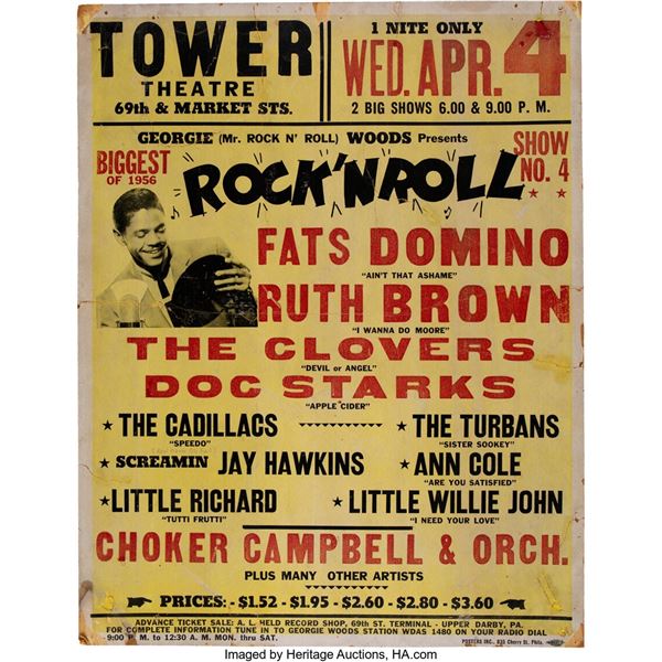 Fats Domino, Little Richard 1956 Philadelphia Previously Unknown Jumbo Concert P