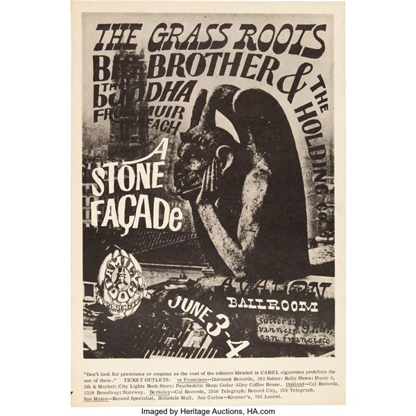 FD-11 "Stone Facade" 1966 Big Brother & Holding Company Avalon Concert Poster.