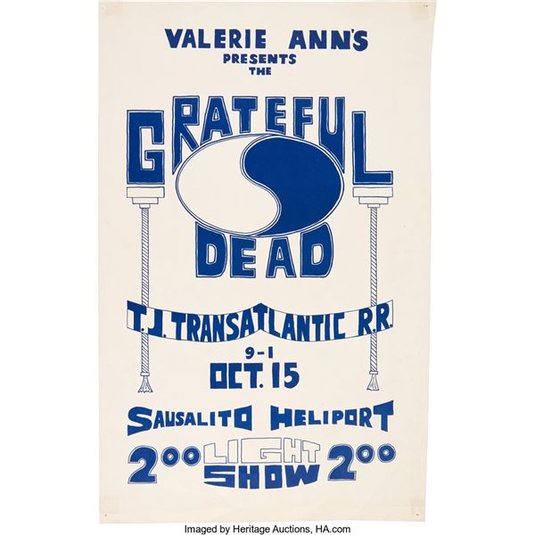 Grateful Dead 1966 Sausalito, CA Heliport Concert Poster In Their Rehearsal Spac