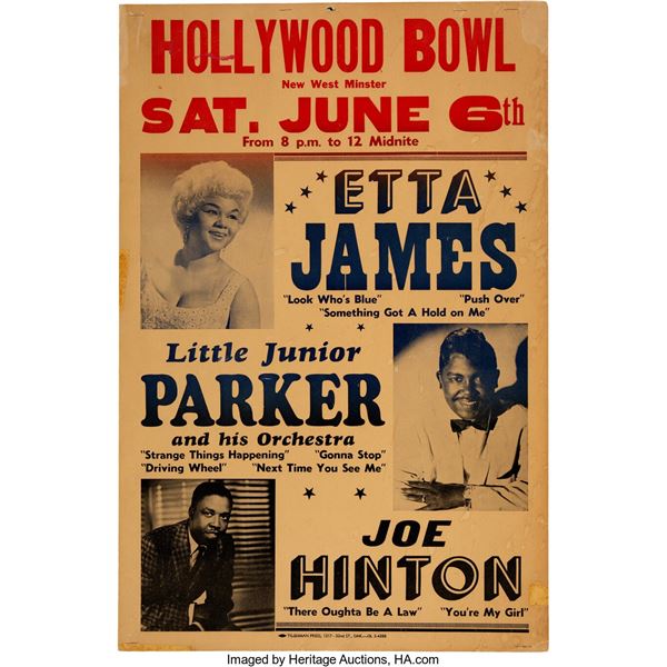 Etta James / Little Jr. Parker 1964 Vancouver, B.C. Boxing-Style Concert Poster.