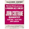 Image 1 : John Coltrane 1962 Copenhagen, Denmark Concert Poster. An original large paper c