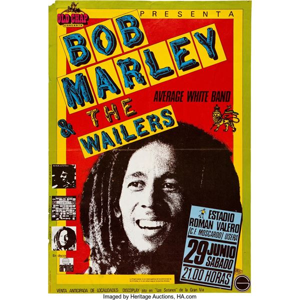 Bob Marley & the Wailers 1980 Madrid, Spain Concert Poster. A poster for the reg