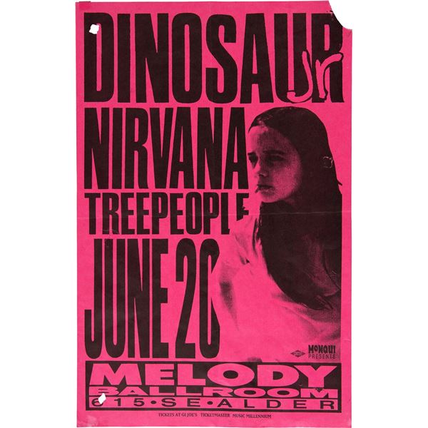 Nirvana / Dinosaur Jr. / Treepeople 1991 Melody Ballroom Concert Poster.  On the