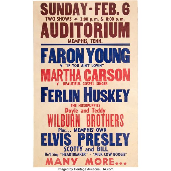 Elvis Presley 1955 "Memphis's Own" Sun Records-Era Concert Poster (AOR-1.1). An