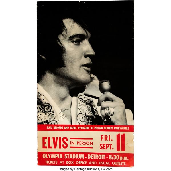 Elvis Presley 1970 Detroit, Michigan Large Concert Poster. An original large-for