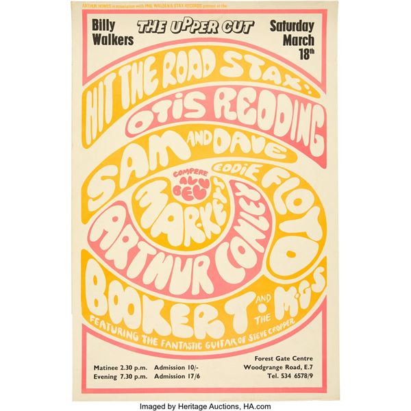 Otis Redding, Booker T. & The MG's 1967 "Hit the Road, Stax!" U.K. Concert Poste