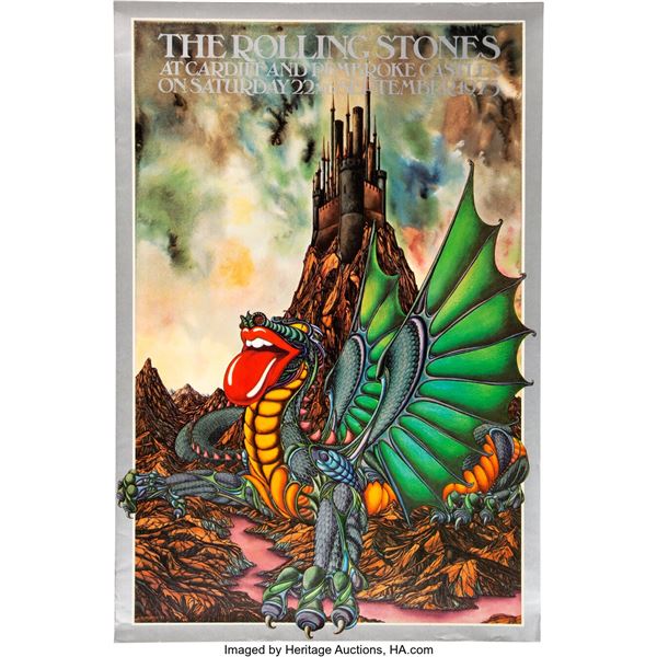 Rolling Stones 1973 Cardiff and Pembroke Castles Original Concert Poster (AOR-4.