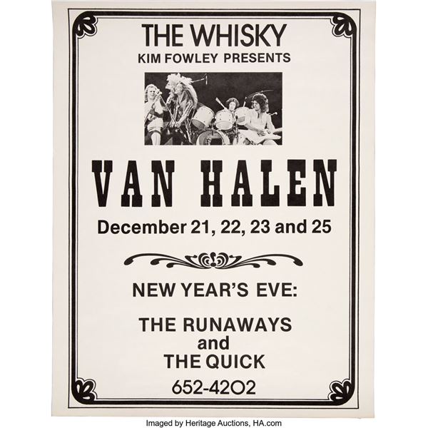 Van Halen 1977 Whisky-a-Go-Go Los Angeles Concert Poster. An original Sunset Str