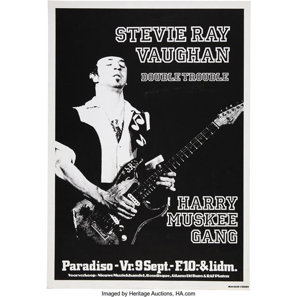 Stevie Ray Vaughan and Double Trouble 1983 Paradiso Amsterdam Concert Poster. An