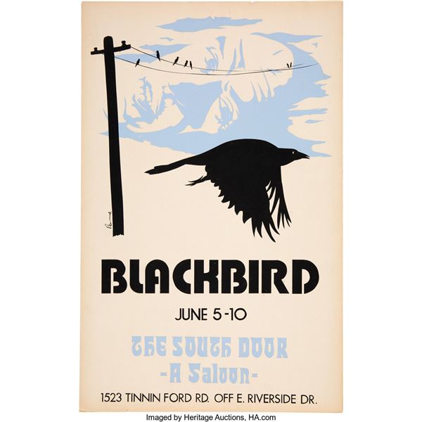 Stevie Ray Vaughan / Blackbird 1971 Austin, Texas Concert Poster. An original si