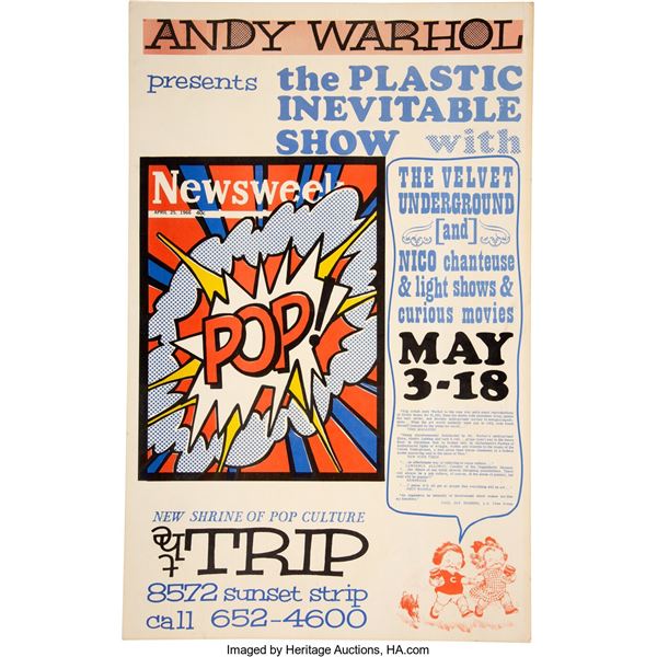 Velvet Underground / Andy Warhol 1966 The Trip, Los Angeles Concert Poster.  An