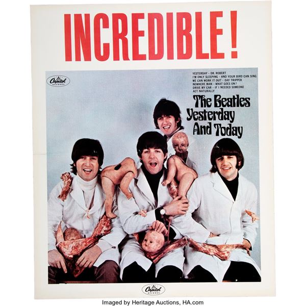 The Beatles "Incredible!" Original Yesterday and Today Butcher Cover Promo Poste