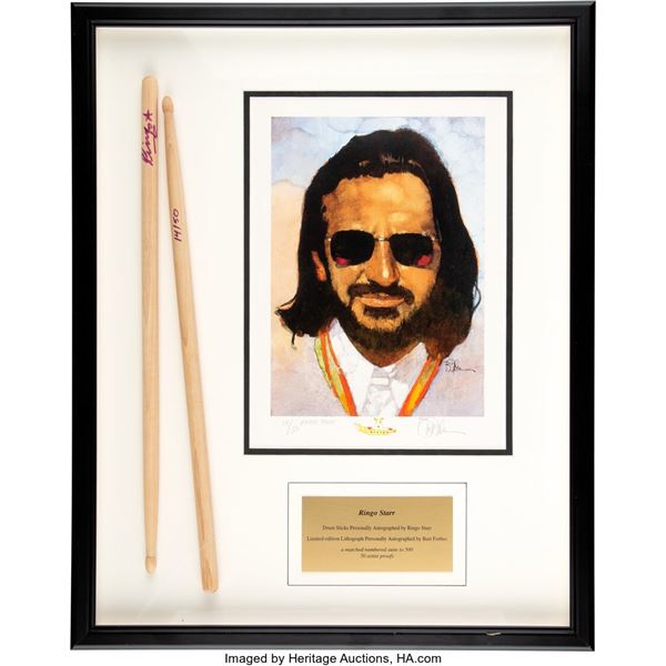Ringo Starr Signed and Numbered Drumsticks With Limited Edition Lithograph Signe