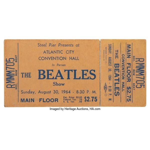 The Beatles Atlantic City Convention Hall Unused Concert Ticket Plus Photo (Stee