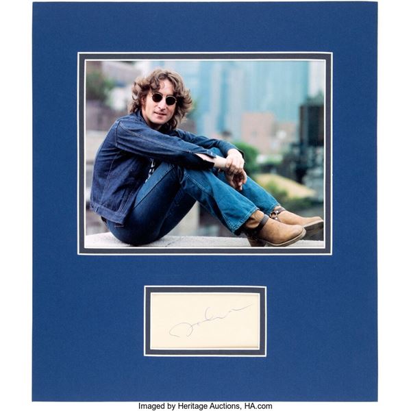 John Lennon Signed Index Card.  An index card signed by the legendary former Bea
