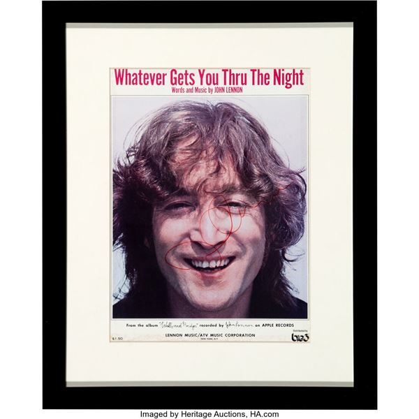 John Lennon Signed "Whatever Gets You Thru the Night" Sheet Music. The sheet mus