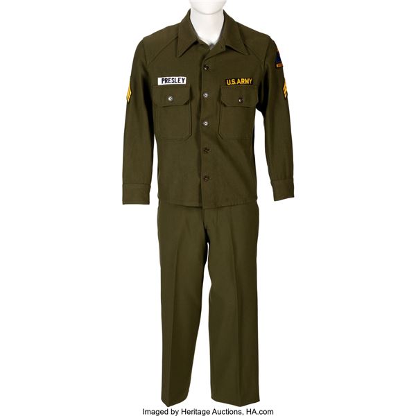 Elvis Presley Worn Army Suit. An army suit worn by Elvis circa 1958-1960. Comes