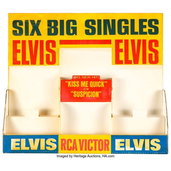 Elvis Presley Cardboard Singles Stand (RCA Victor). A cardboard promo display fo