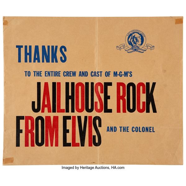 Elvis Presley Jailhouse Rock Mailer (1957).  A brown mailer with no contents in