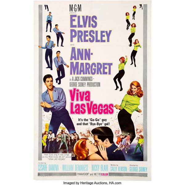Elvis Presley Viva Las Vegas Theatrical One Sheet Poster (MGM, 1964).  A 27" x 4
