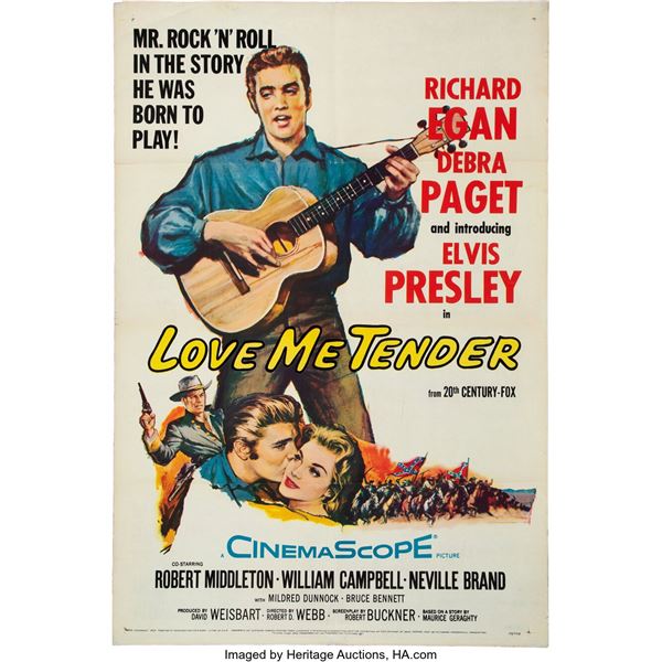 Elvis Presley Love Me Tender Theatrical One Sheet Poster (20th Century Fox, 1956