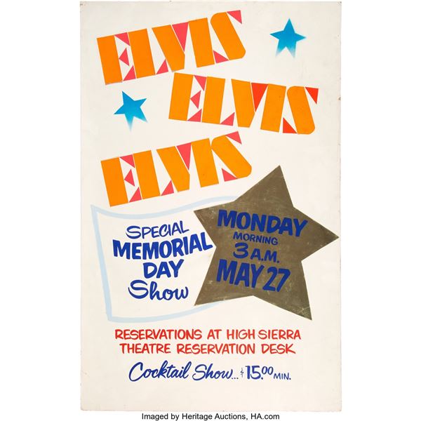 Elvis Presley High Sierra Cutout Stand-Up Promo Concert Poster (1974). A cardboa