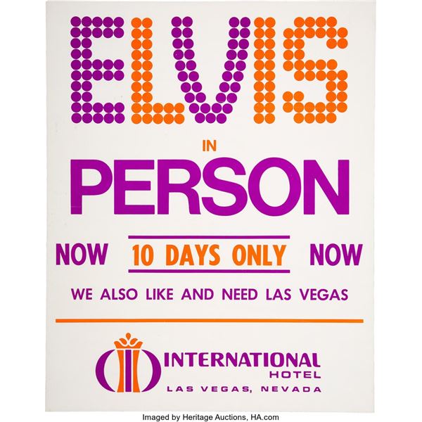 Elvis Presley 1969 International Hotel Las Vegas Concert Poster. A 16" x 20" con