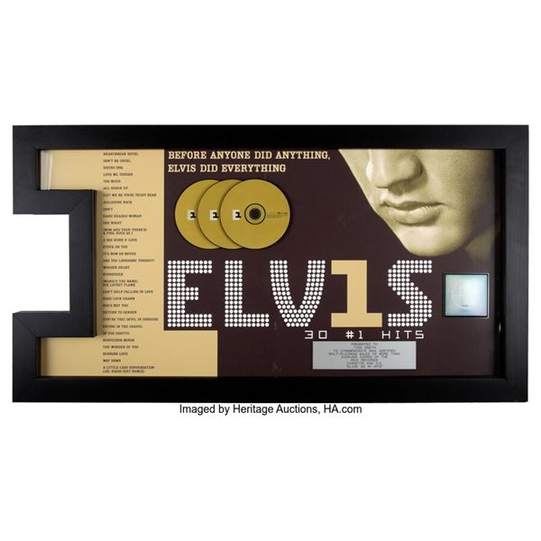 Elvis Presley 30 #1 Hits RIAA Hologram Multi-Platinum Sales Award. A multi-plati