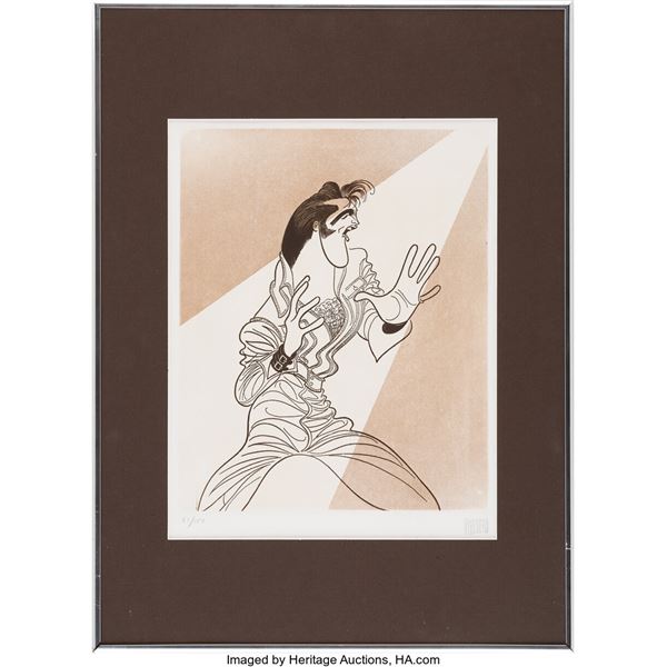 Elvis Presley Limited Edition Drawing 67/150 Signed By Artist Al Hirschfeld (196