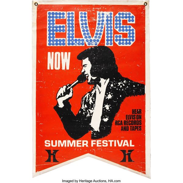 Elvis Presley Elvis Now Summer Festival Promo Banner. A vibrant red, black, whit