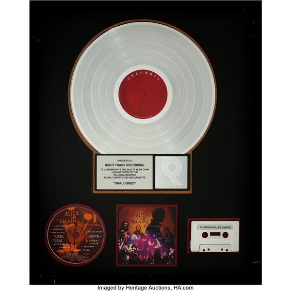 Alice in Chains Unplugged RIAA R Hologram Platinum Sales Award. An award for the