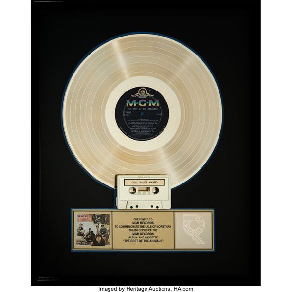 The Animals Best Of RIAA R Hologram Gold Sales Award.  An award for the Eric Bur